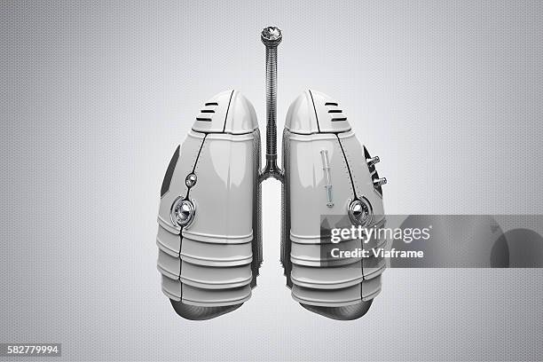 futuristic, synthetic lungs made of metal and plastic - steampunk stock pictures, royalty-free photos & images