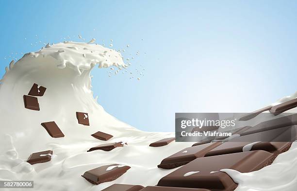 milk wave with chocolate - milk chocolate fotografías e imágenes de stock