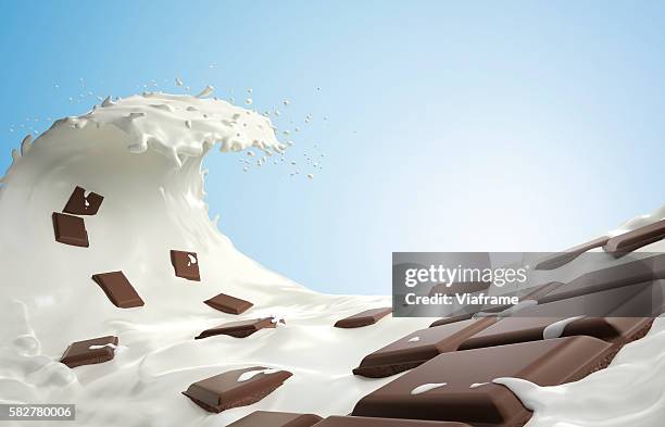 milk wave with chocolate - liquid chocolate stock pictures, royalty-free photos & images