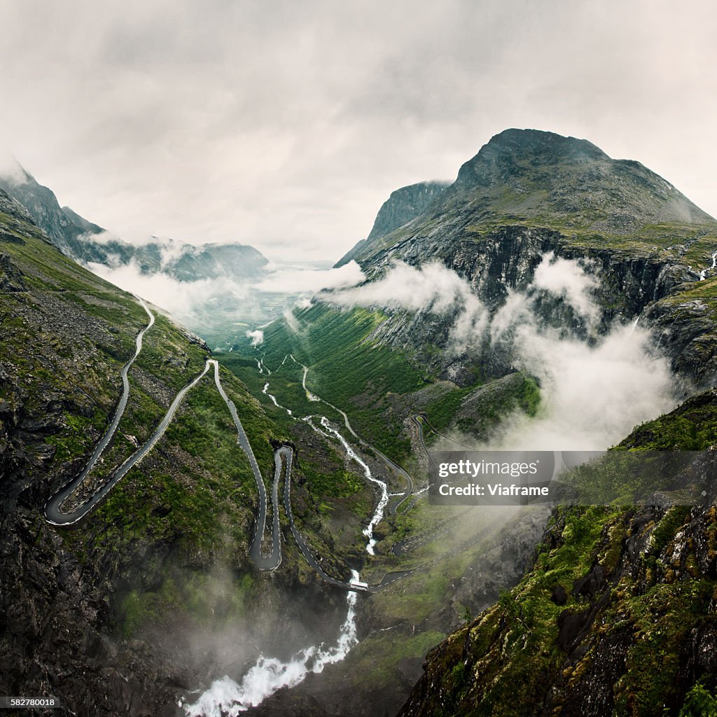 Mountains in winding road, Trollstigen, Norway