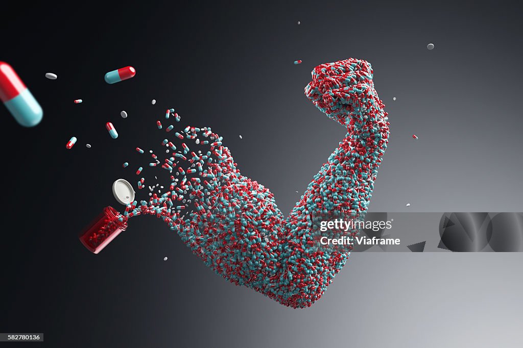 Pills shaping muscle arm