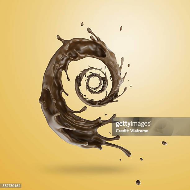 chocolate splash - chocolate swirls stock-fotos und bilder