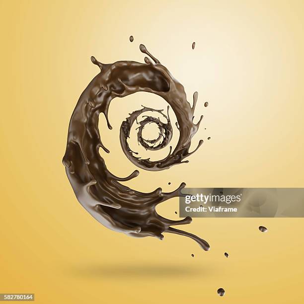 chocolate splash - chocolate swirls foto e immagini stock