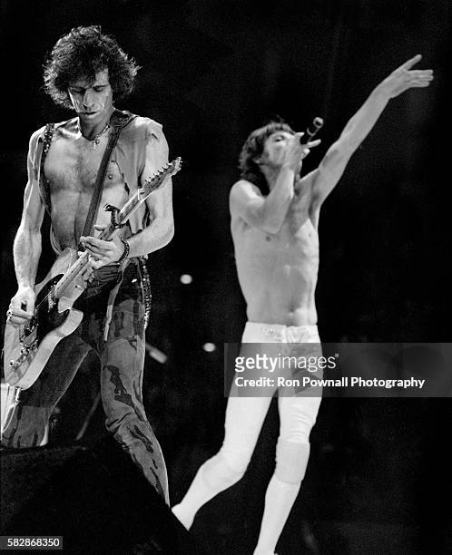 Keith Richards & Mick Jagger & the Rolling Stones performing at the Hartford Civic Center, Nov 9,1981