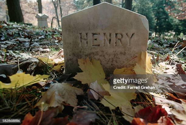 henry david thoreau's gravestone - thoreau stock pictures, royalty-free photos & images