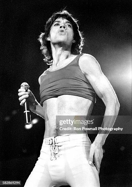 MIck Jagger & The Rolling Stones performing at the Hartford Civic Center, Nov 9, 1981.