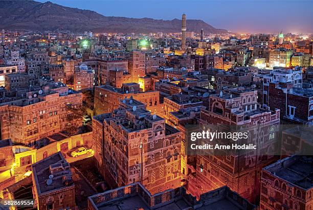 blue light in sana - sanaa stock pictures, royalty-free photos & images