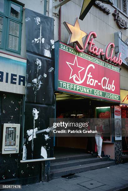 Posters of the Beatles Hang Outside the Star Club in Hamburg, Germany