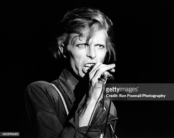 David Bowie performing at the Boston Music Hall Nov 15, 1974 on The Diamond Dogs Tour. .