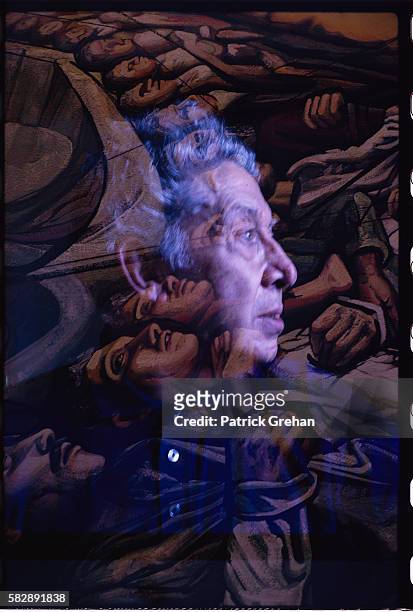 Reflection of Painter David Alfaro Siqueiros with Painting