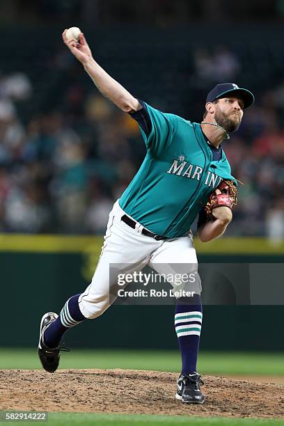 Tom Wilhelmsen of the Seattle Mariners pitches during the game against the Houston Astros at Safeco Field on July 15, 2016 in Seattle, Washington....