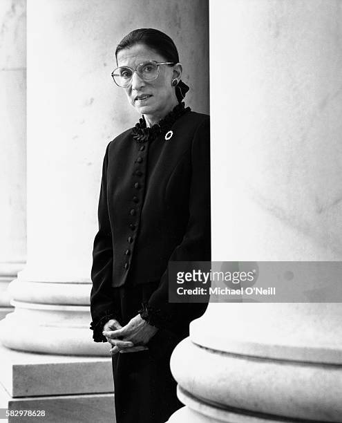 Associate Supreme Court Justice Ruth Bader Ginsburg is photographed for Vanity Fair at Supreme Court of the United States on April 17, 1998 in...