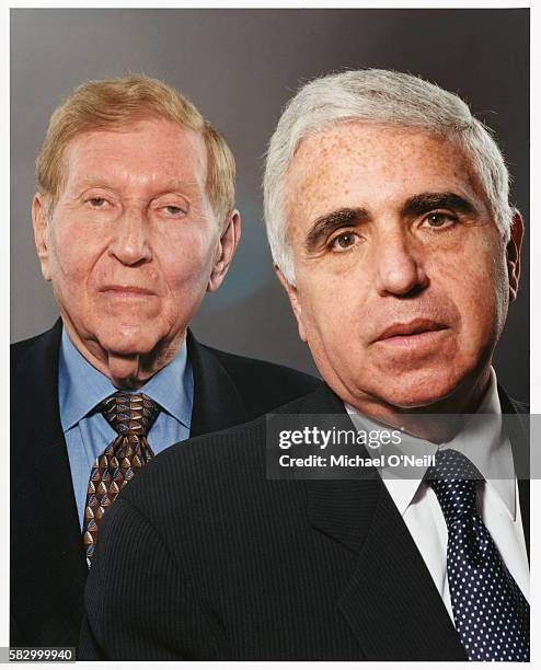 Chairman and CEO of Viacom Sumner Redstone stands with the company's president and chief operating officer Mel Karmazin.