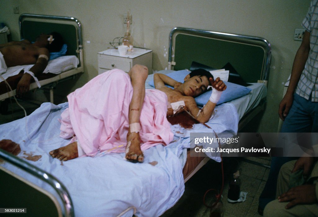 Wounded Iraqi Man in Hospital