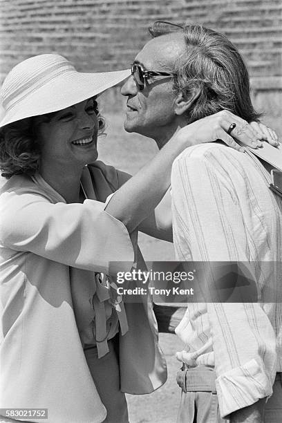 Austrian actress Romy Schneider and French director Pierre Granier-Deferre on set of his movie Une Femme a Sa Fenetre .