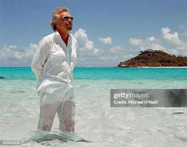 Businessman Richard Branson is photographed on Necker Island in August, 2003.