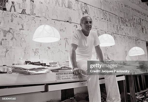 French fashion designer André Courrèges in his workshop at his Basque country farm "la Machoenia" near St. Jean de Luz.