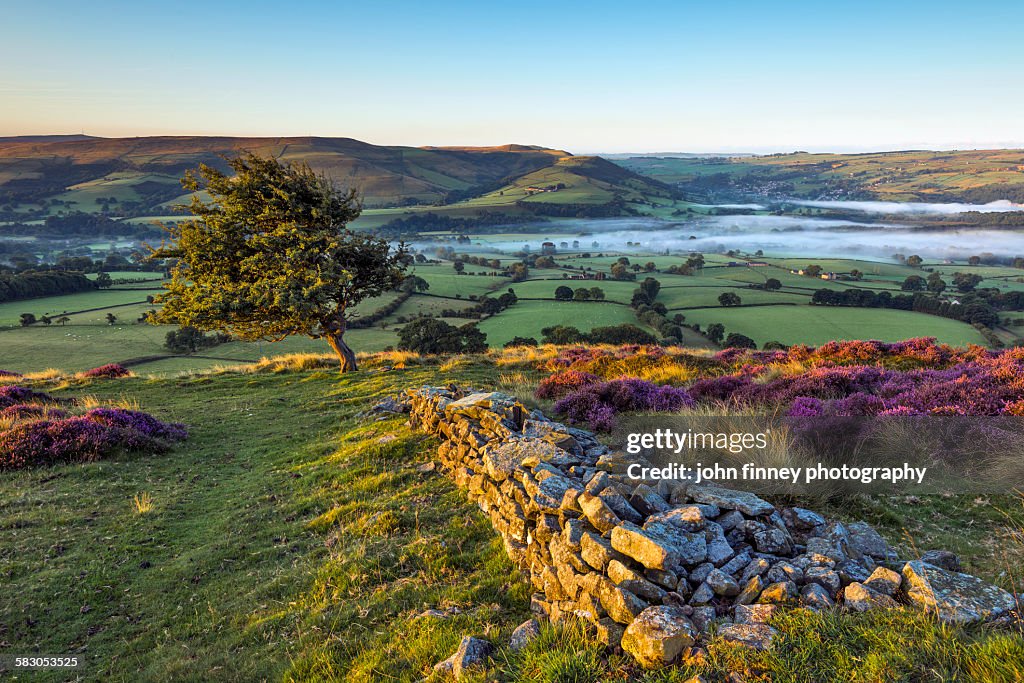 Peak District morning view, Hope valley, England.