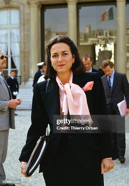 French Minister of Health Michele Barzach leaves a Cabinet meeting at the Palais de l'Elysee.