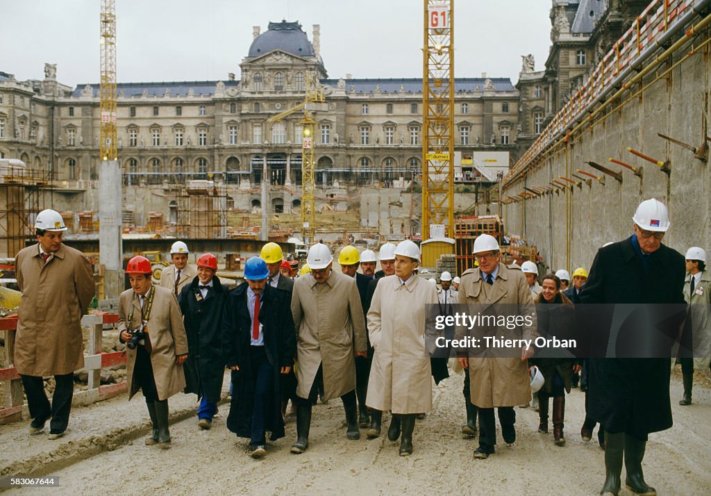 President Mitterrand at Construction Site