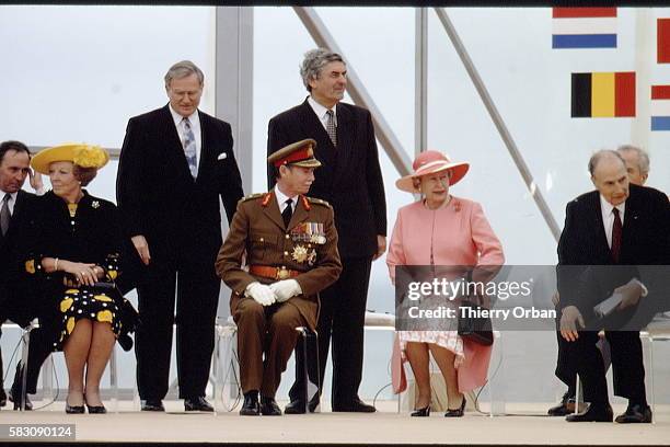 La reine Beatrix, le Grand-Duc Jean, Ruud Lubbers, la reine Elizabeth II et François Mitterrand.