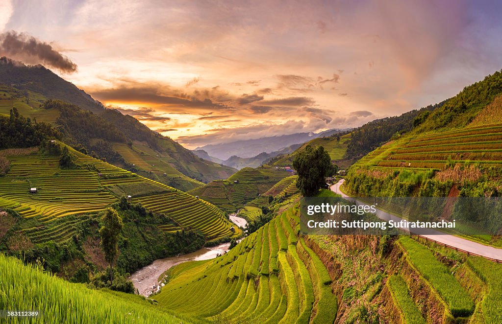 Sunset view point of rice terrace