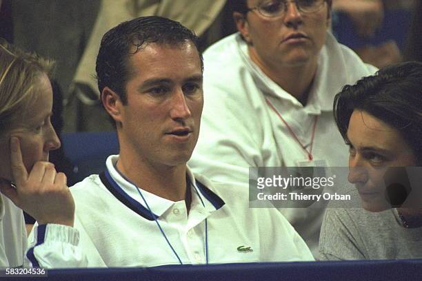 Christophe Fournerie, Amelie Mauresmo's trainer, next to Sylvie Bourdon, A. Mauresmo's girlfriend.