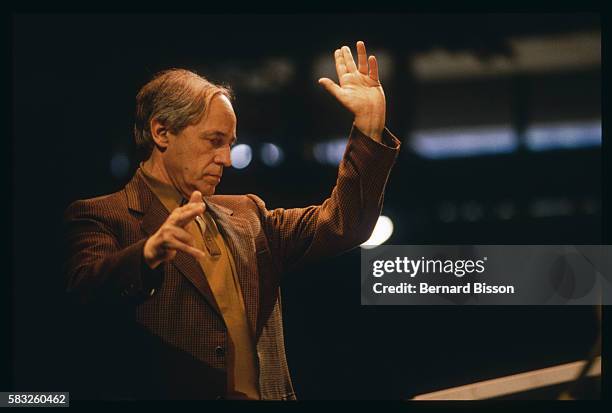 Reknowned French orchestra conductor Pierre Boulez during a rehearsal for a performance in New York with the Ensemble Inter-Contemporain, which he...