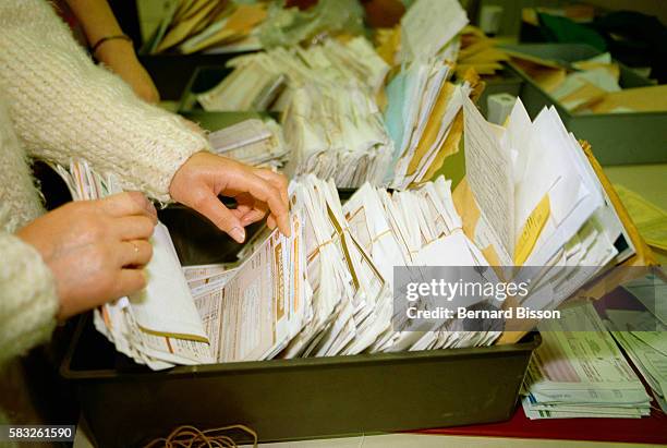 Documents in a social security office in Paris.