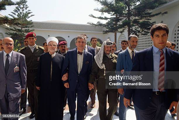 Ministers gather for the 20th National Palestinian Council in Algiers. Palestinian leader, Yasser Arafat, AbdelHamid El Sayet, Nayef Hawatmeh and...