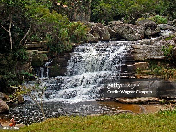 waterfall in teresopolis, brazil - teresopolis stock-fotos und bilder