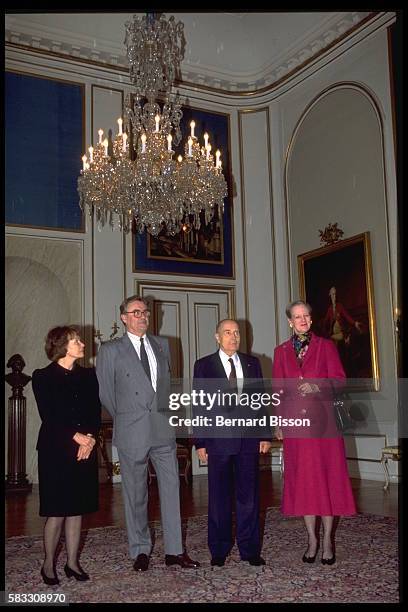 Danielle Mitterrand, Prince Henrik, François Mitterrand and Queen Margrethe.