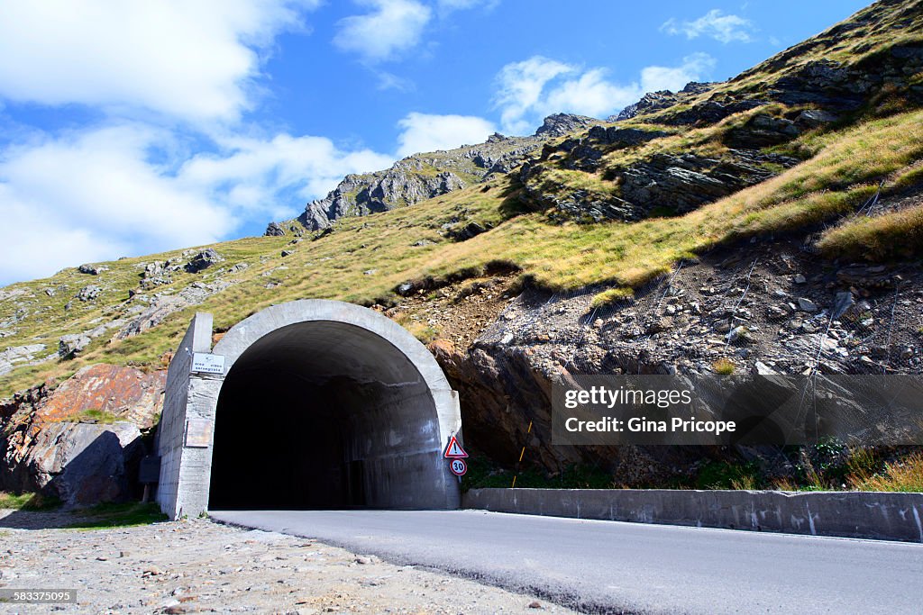 Passo Gavia, view of tunnel in Lombardy