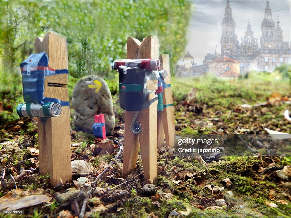 Pilgrims on the road to Santiago de Compostela