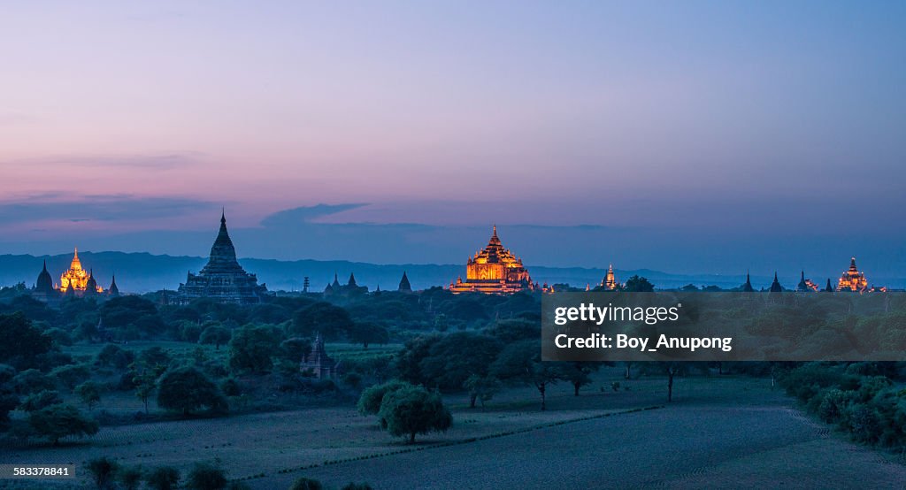 Twilight time at old Bagan, Myanmar