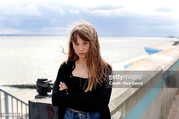 teenage girl portrait - grumpy stock pictures, royalty-free photos & images