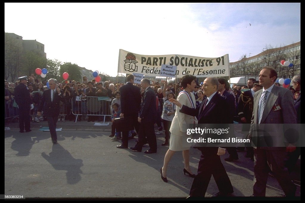 Visite de François Mitterrand a Athis-Mons