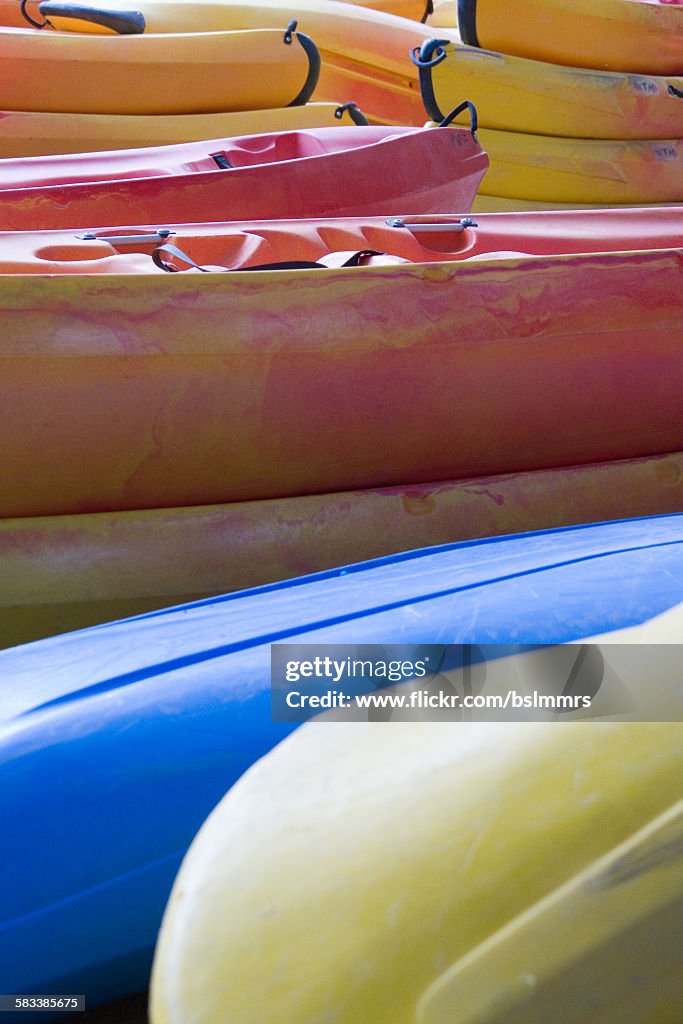 Pile of kayaks