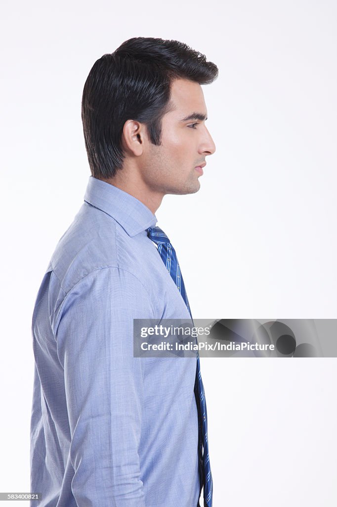 Side profile of a male executive