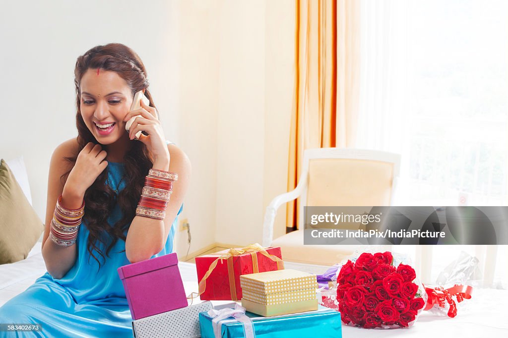 Woman talking on a mobile phone