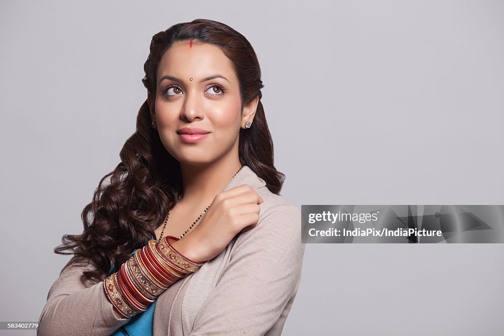 Married woman with bangles smiling