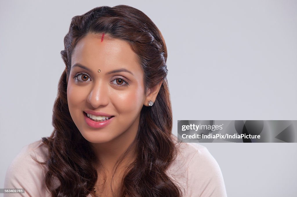 Portrait of married woman smiling
