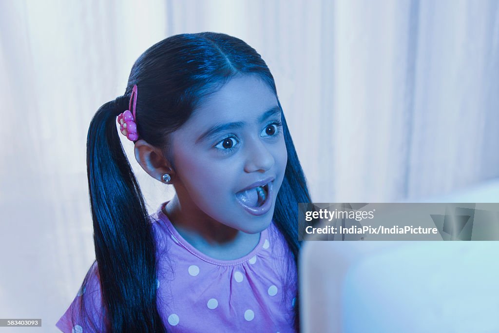 Young girl surprised