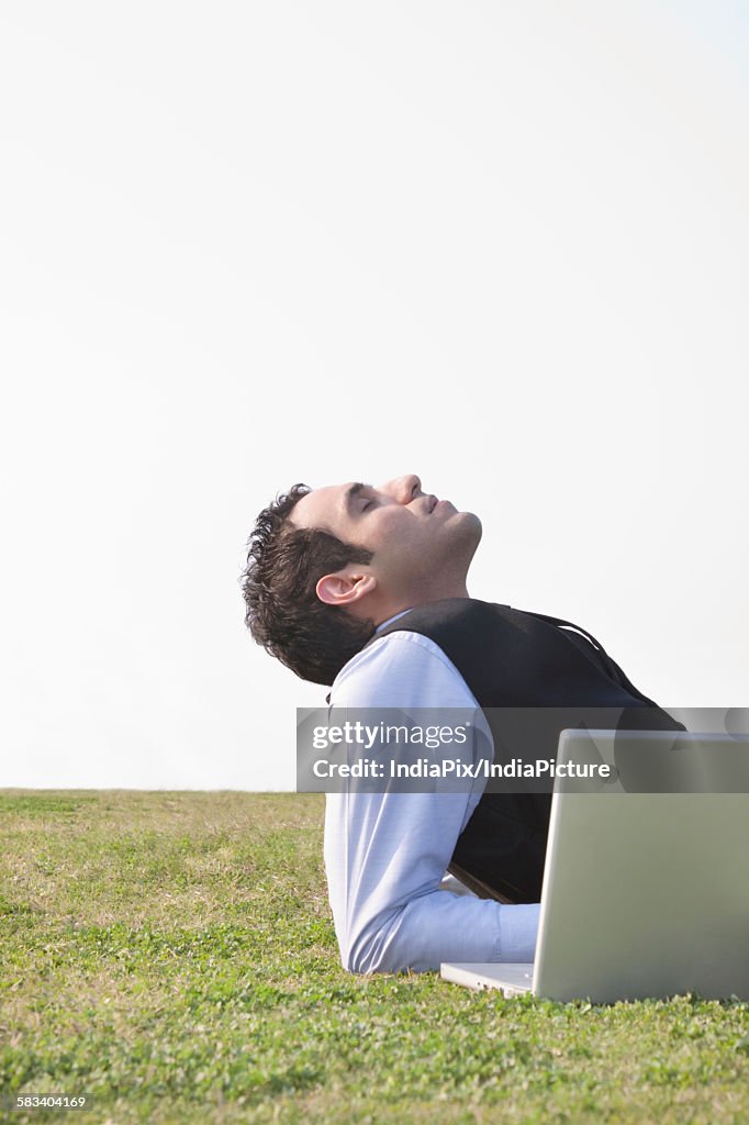Businessman enjoying the outdoors , INDIA , DELHI