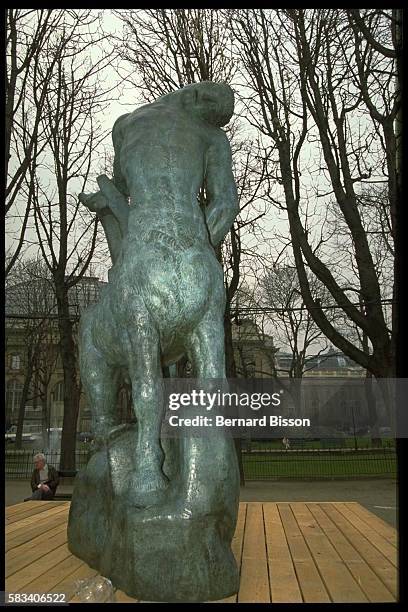 Emile-Antoine Bourdelle's sculpture after being moved for the Les Champs de la Sculpture Exhibition.