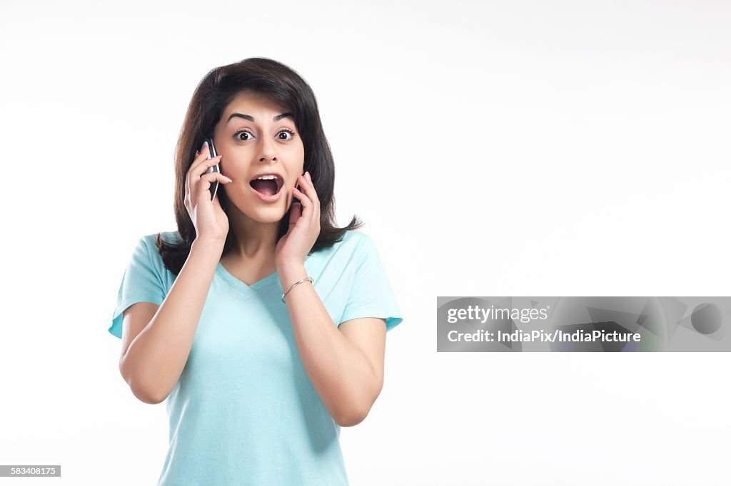 Woman shocked while talking on a mobile phone