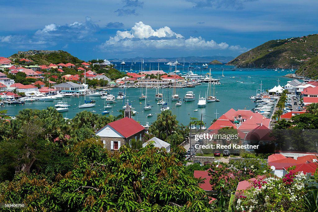 The natural harbor of Gustavia in  Saint-Barthélemy, french west indies.