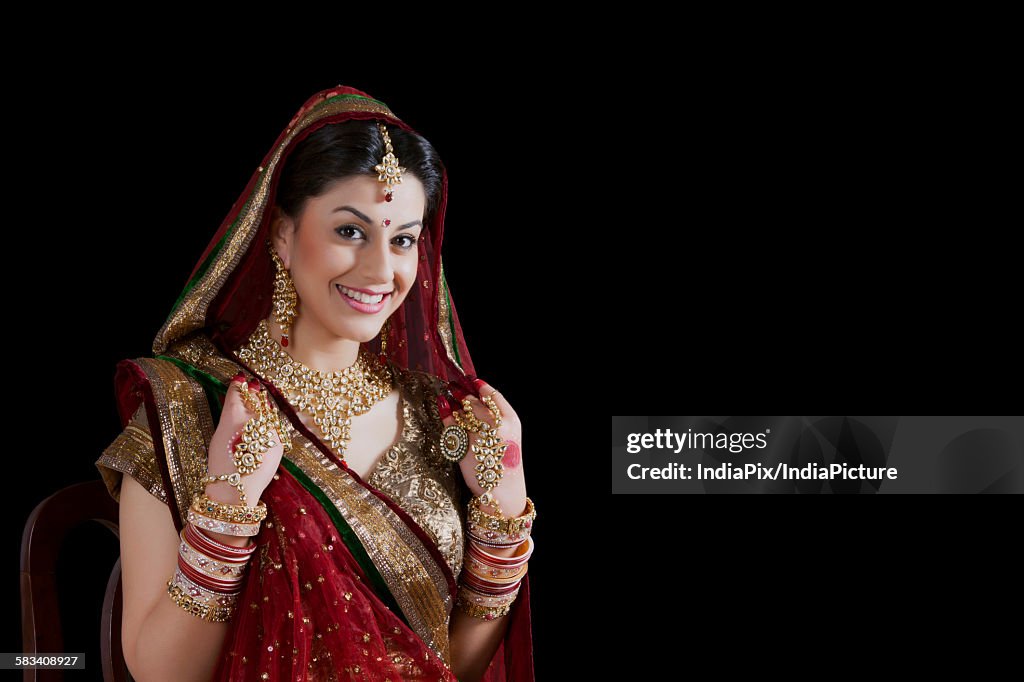Portrait of a beautiful bride smiling