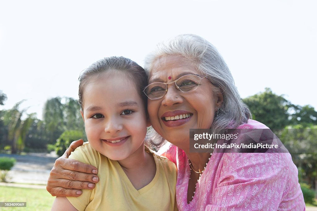Portrait of a girl with her grandmother
