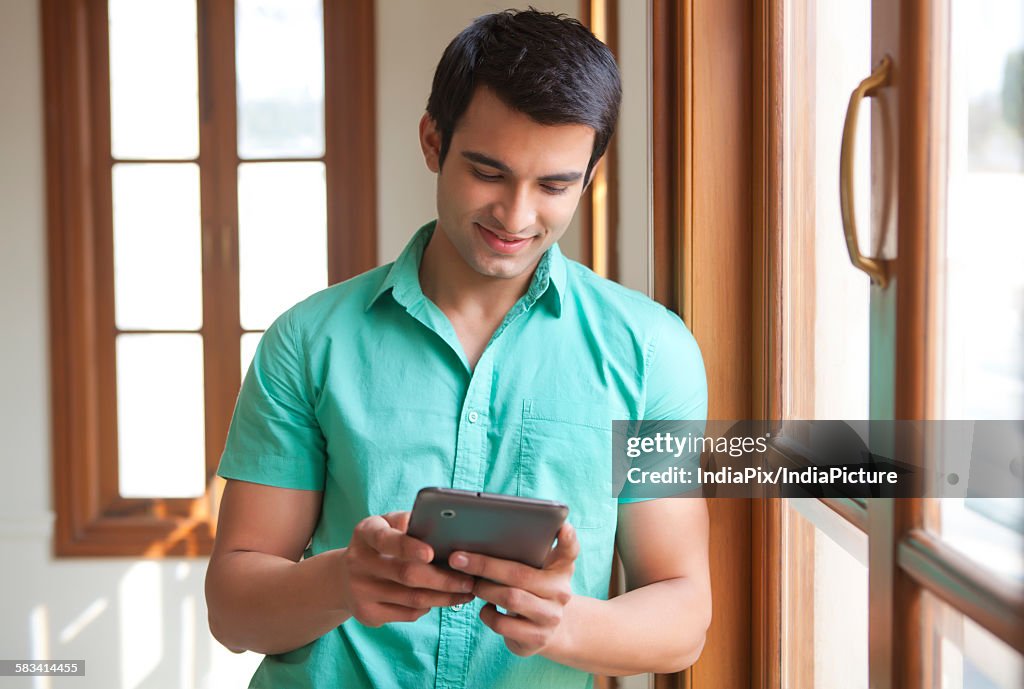 Man with a digital tablet